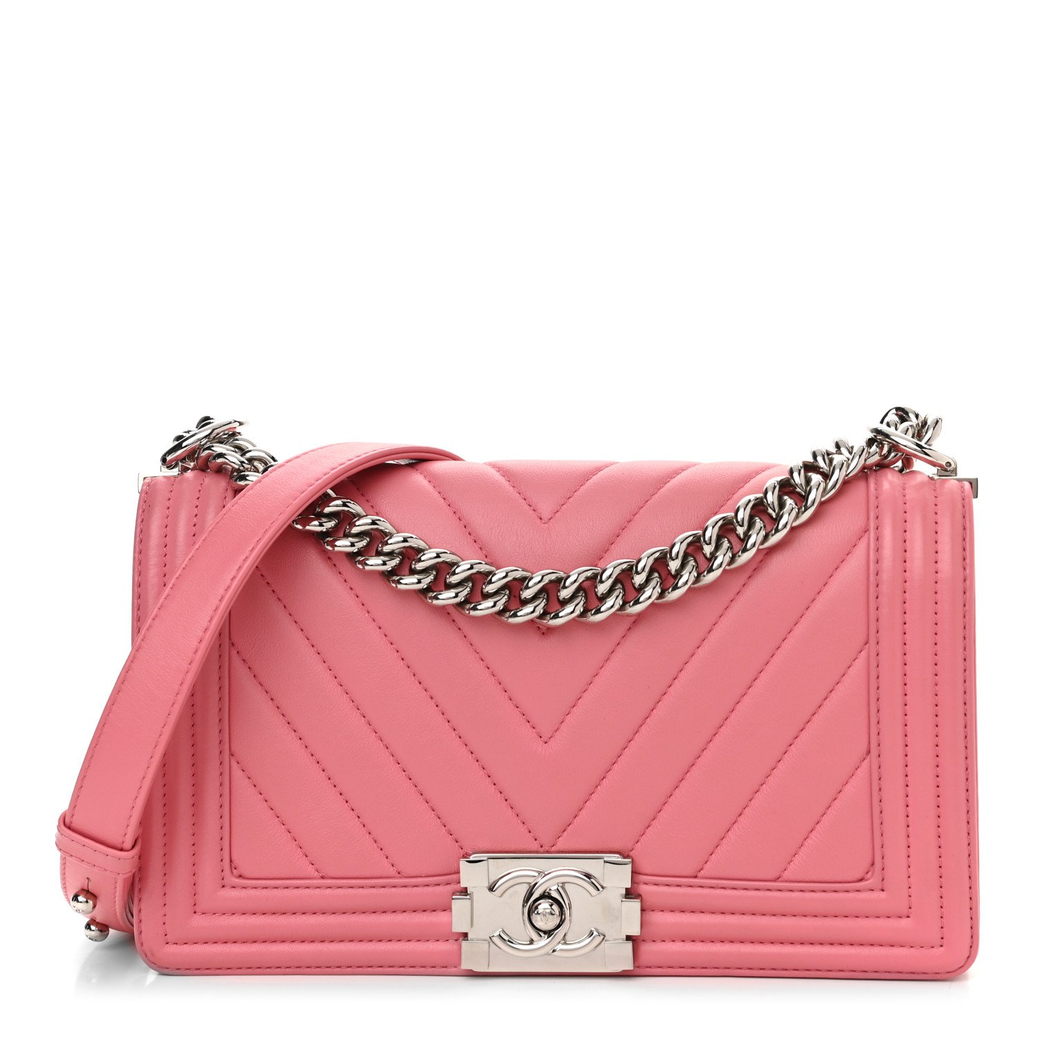 CHANEL Calfskin Chevron Quilted Medium Boy Flap For Sale