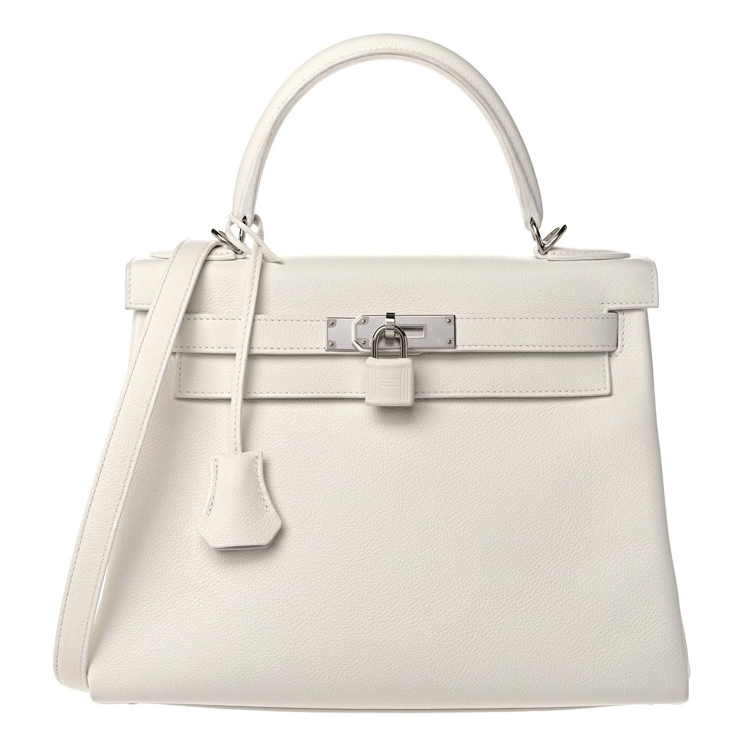 HERMES Evercolor Kelly Retourne 28 White For Sale