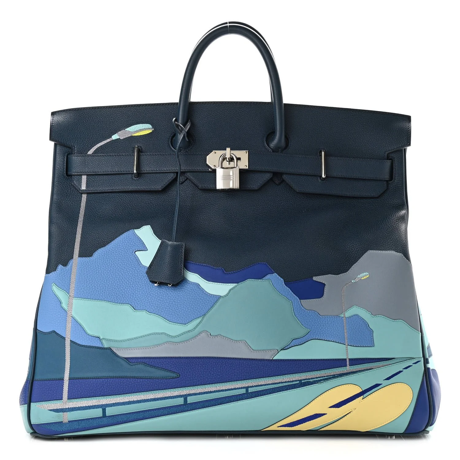 HERMES Togo HAC Endless Road Birkin 50 Bleu de Prusse For Sale