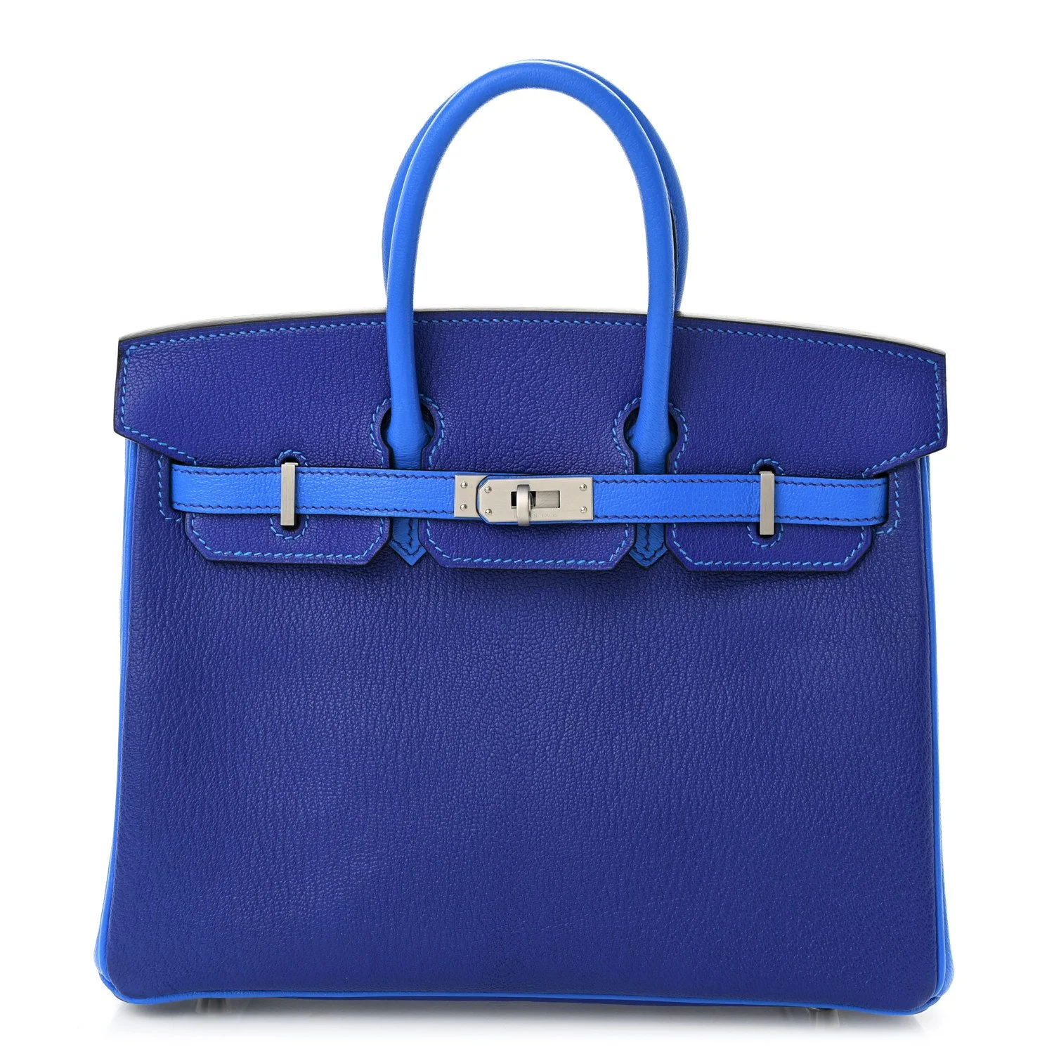 HERMES Chevre Mysore Horseshoe Birkin 25 Bleu Electrique Bleu Izmir For Sale