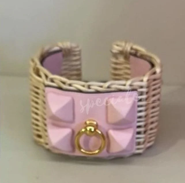 New Hermes Pink Picnic Wicker Bracelet 2024