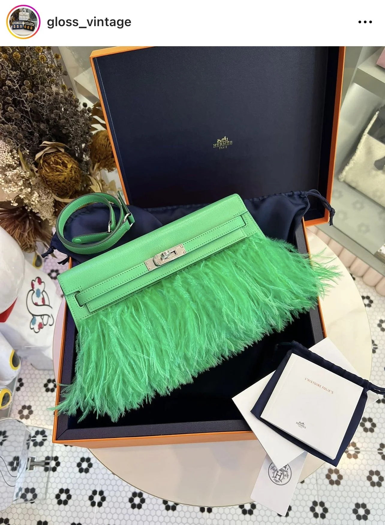 Hermes Feather Kelly Vert Bag - Limited Edition