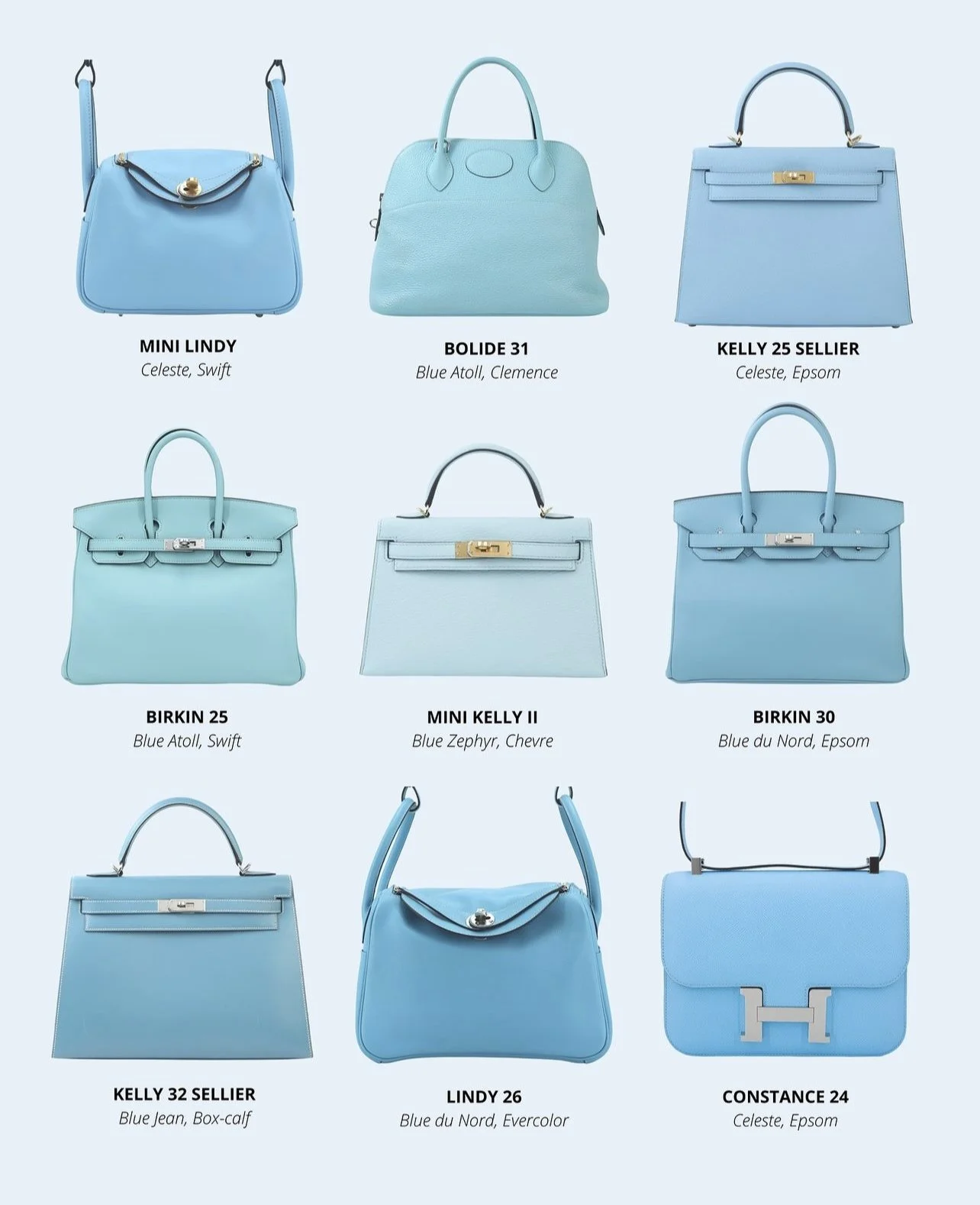 Hues of Blue Hermes Bags