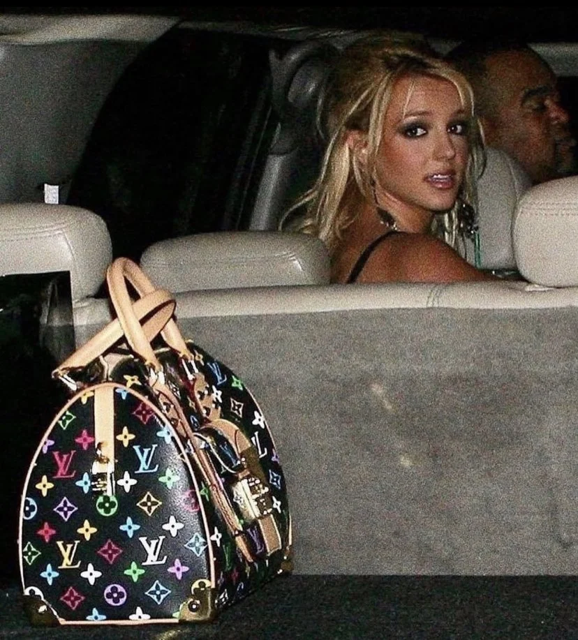 Britney Spears with her Louis Vuitton Murakami Speedy Bag