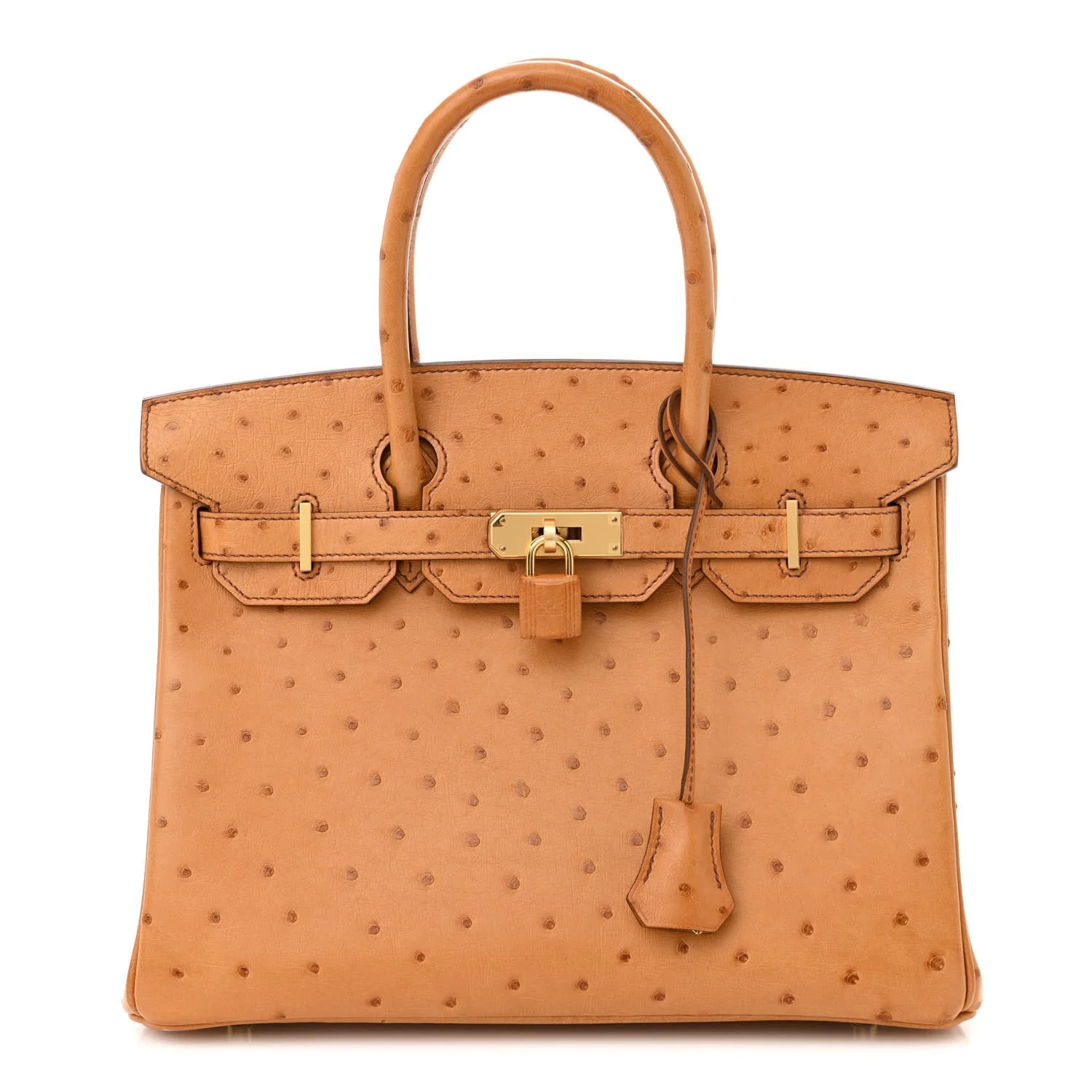 HERMES Ostrich Birkin 30 Cognac For Sale