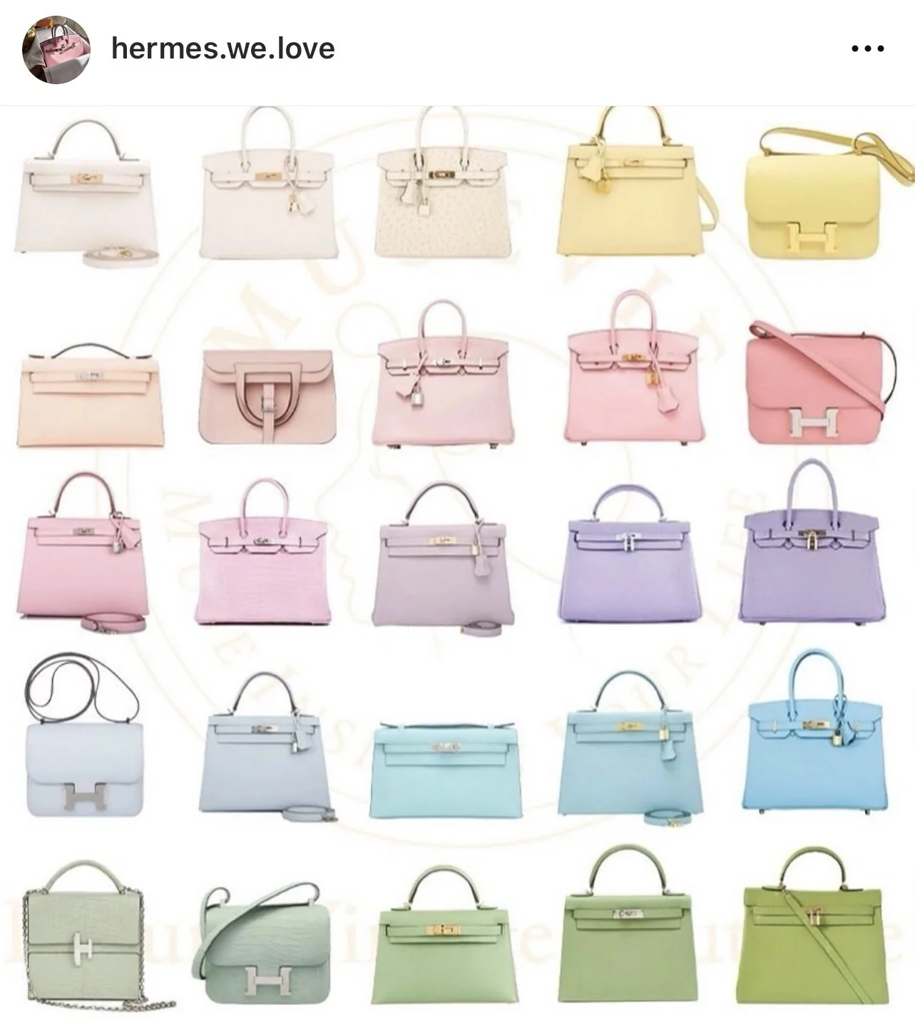 Hermes Pastel Bag Color Chart 2024