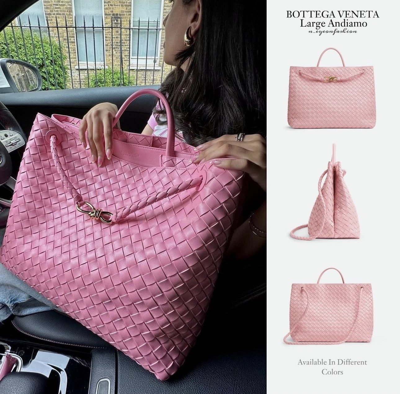 BOTTEGA VENETA Pink Andiamo Tote Bag