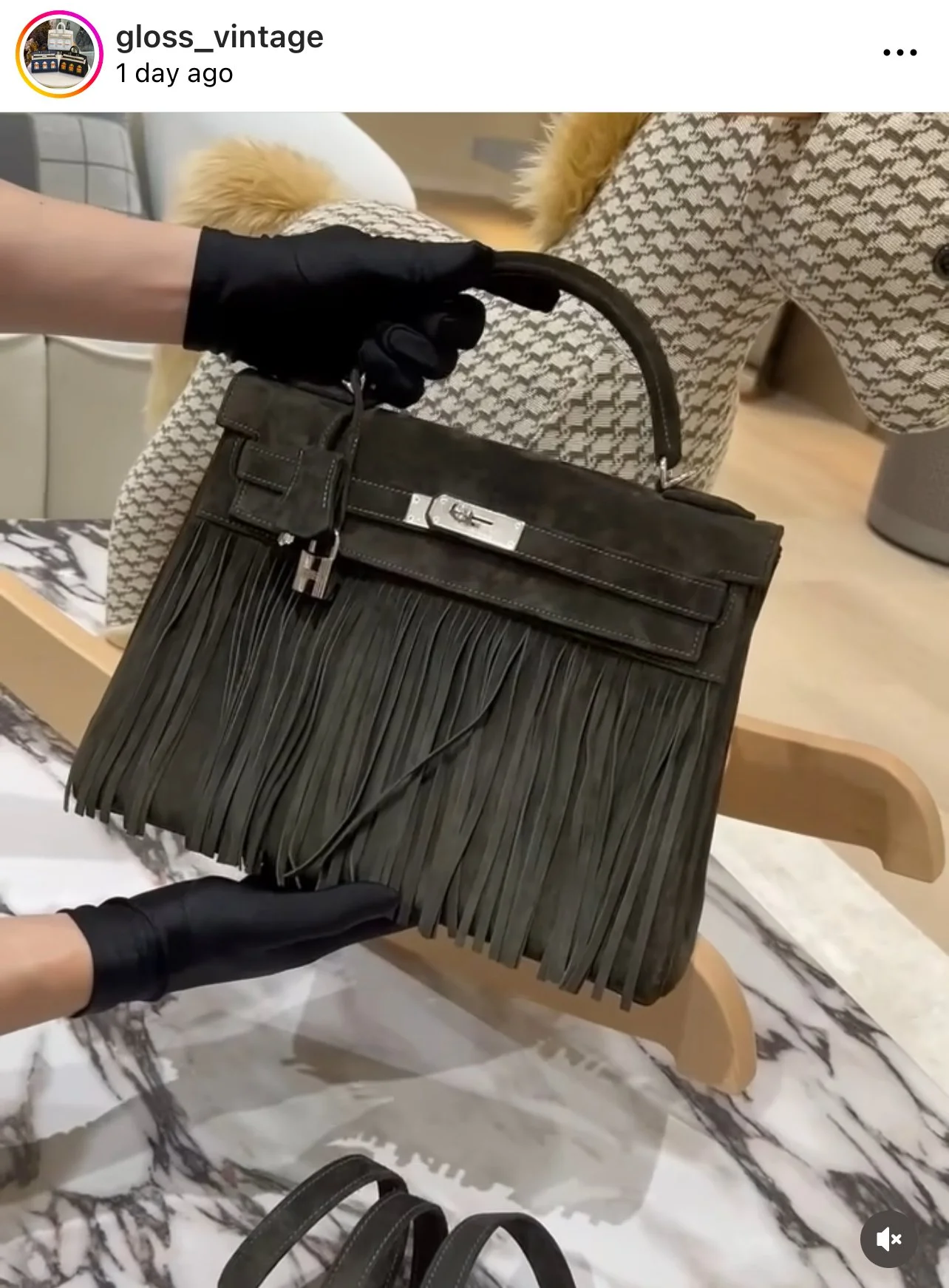Hermes Special Order Doblis Kelly 32 Fringe Bag