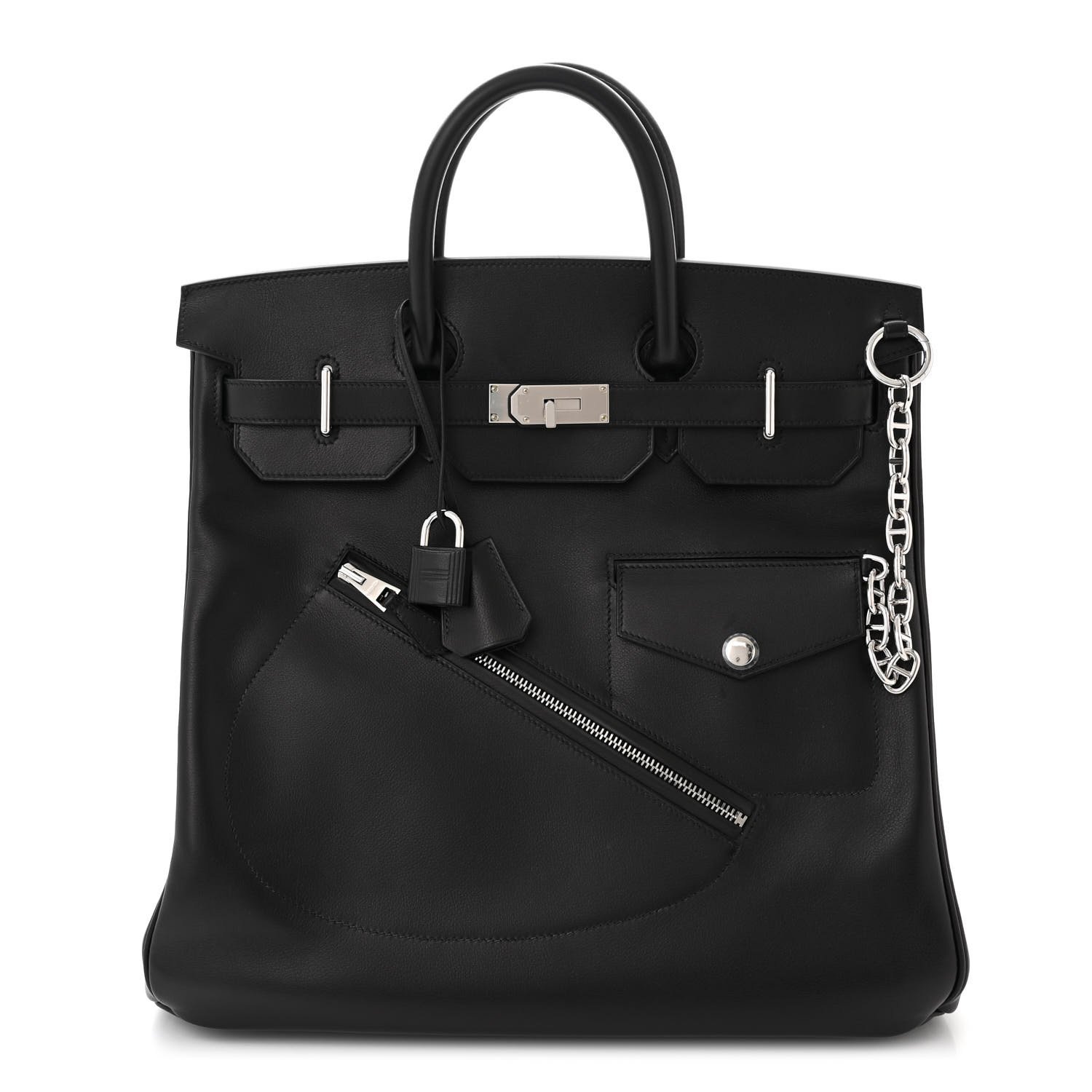 HERMES Veau Volupto Rock HAC Birkin 40 Black For Sale