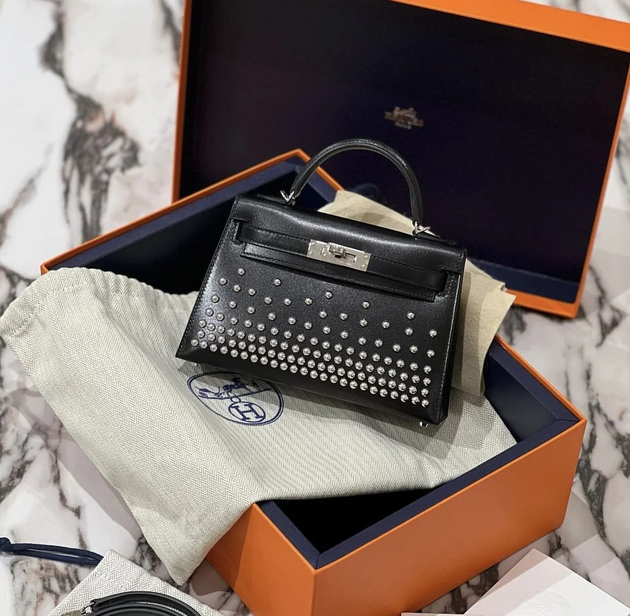 NEW Hermes Mini Kelly Cloute Noir Bag 2024