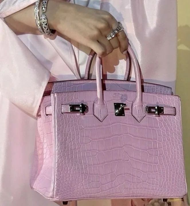 Hermes Matte Pink Alligator Birkin 25 Bag