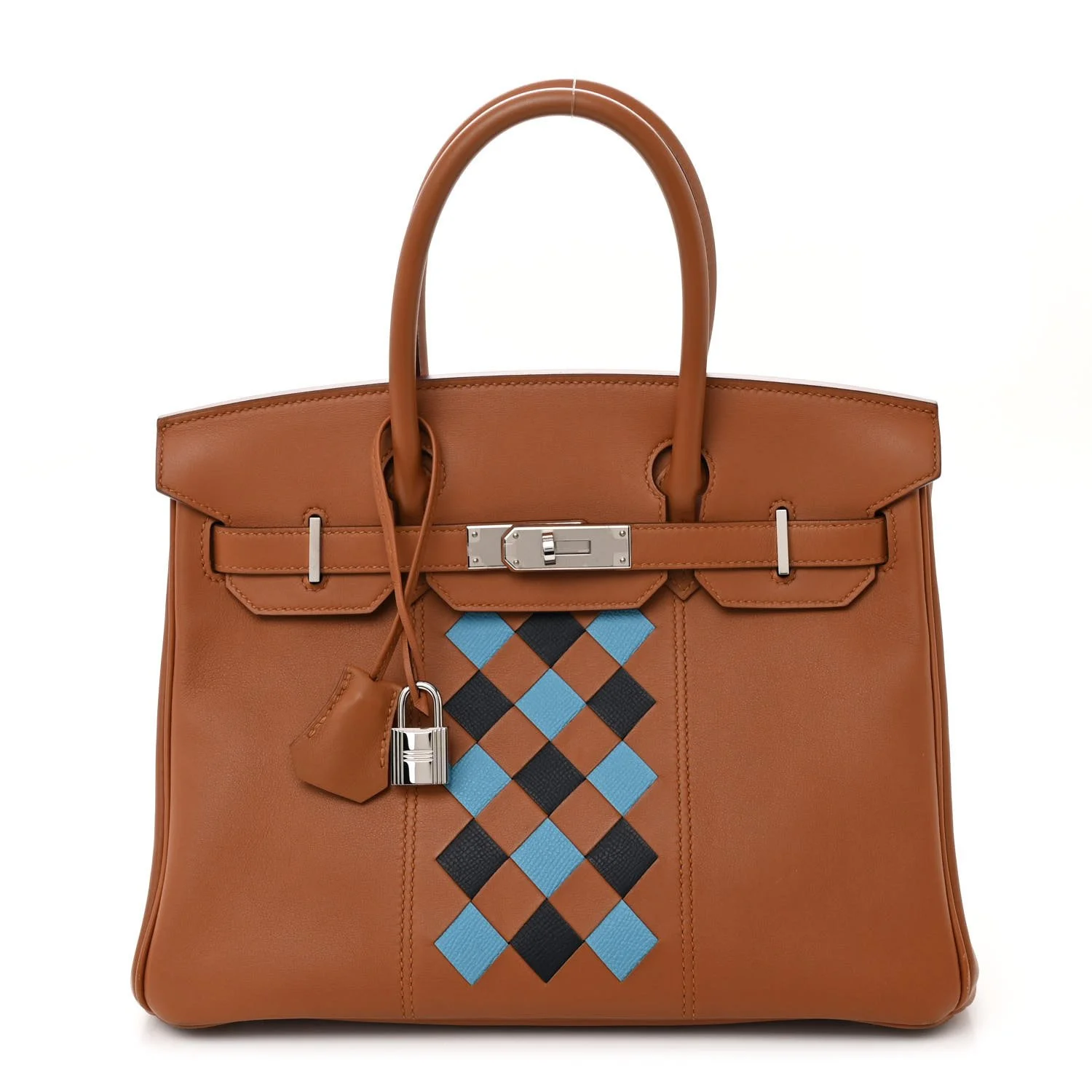 HERMES Swift Epsom Tressage Birkin 30 Gold Bleu de Nord Bleu Indigo For Sale