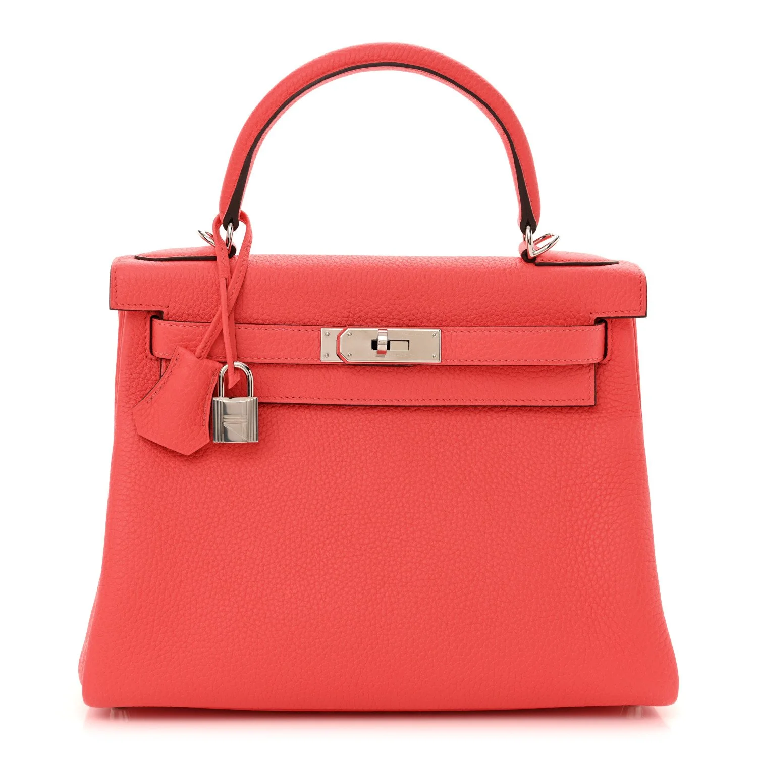 HERMES Taurillon Clemence Kelly Retourne 28 Rose Texas For Sale