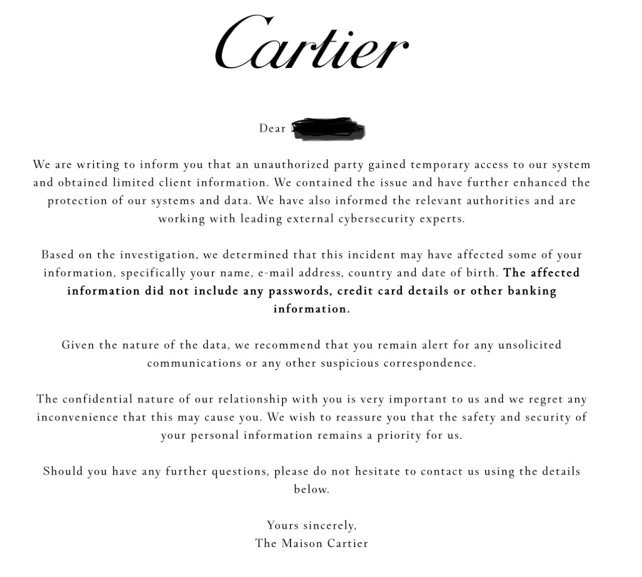 Cartier Data Breach 2025 