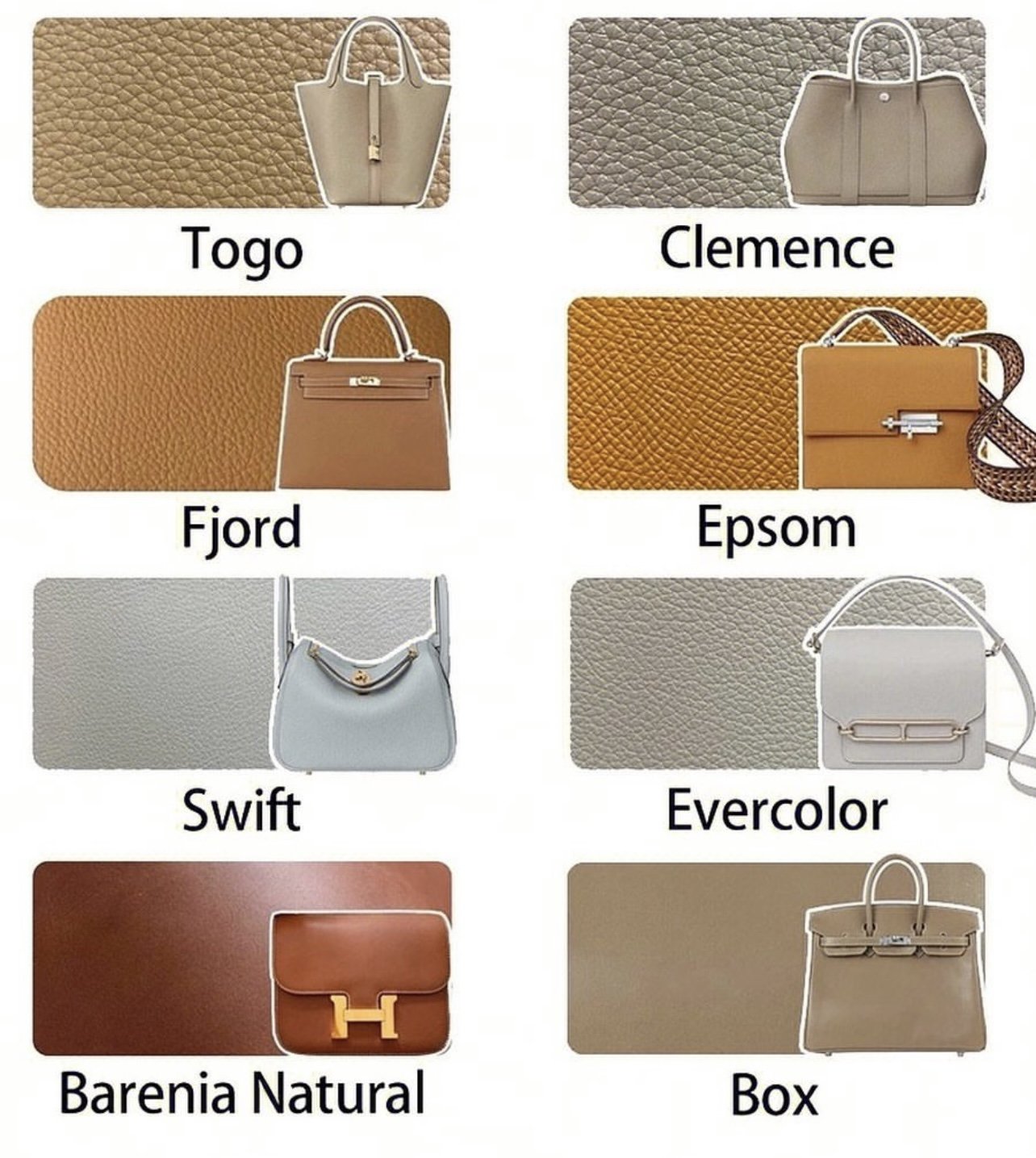 types of hermes leather