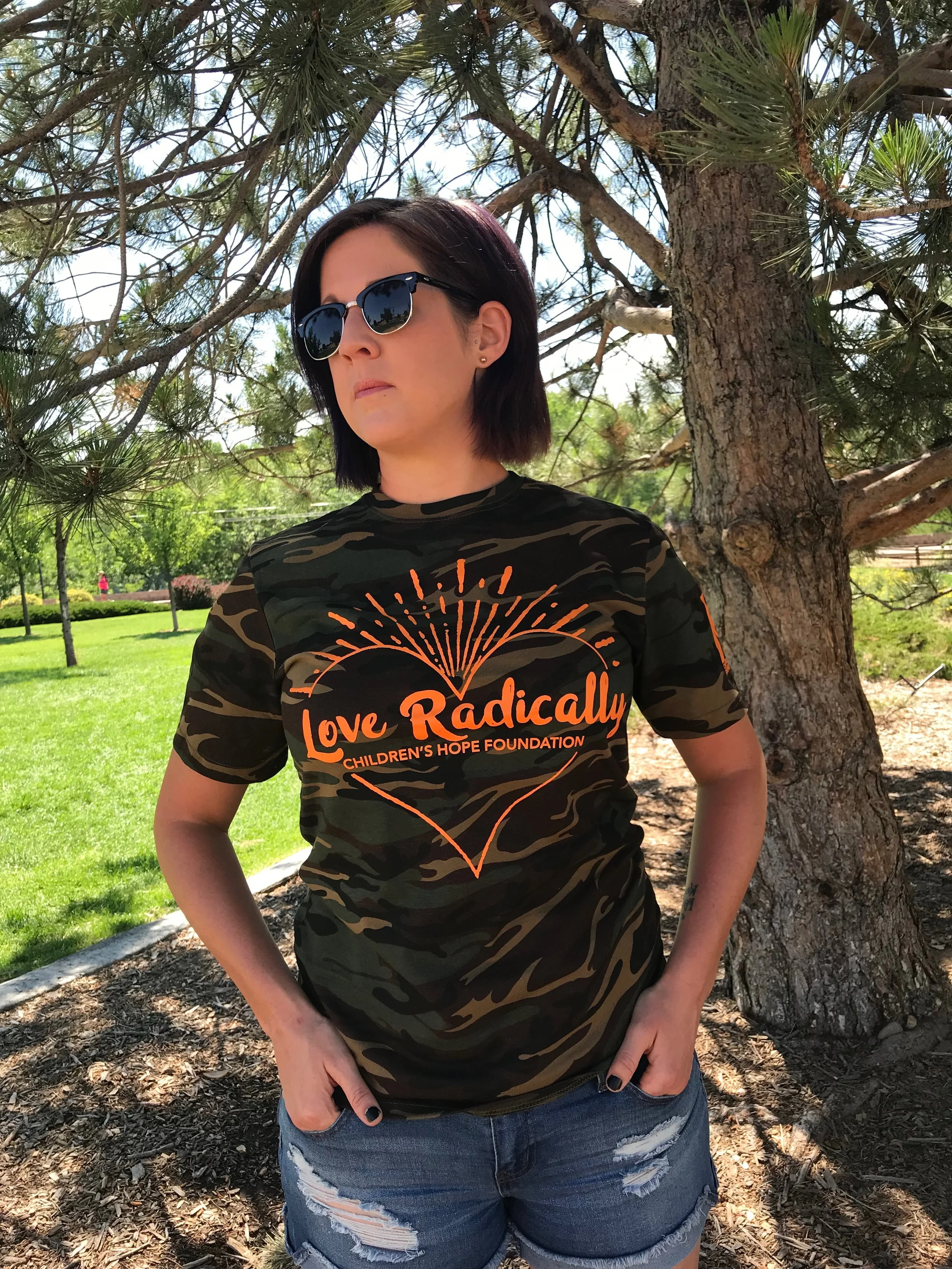 Adult Camo T-shirt W/ Hunter Orange 