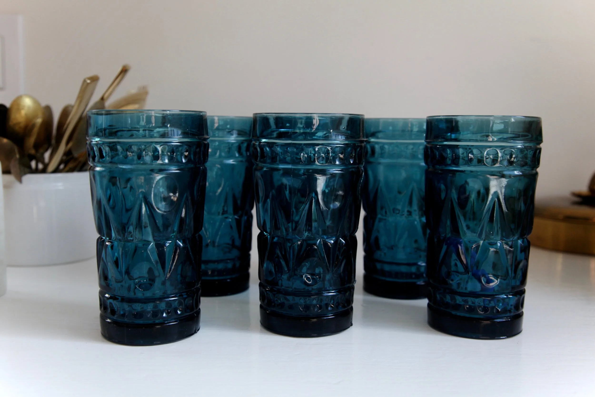 Vintage Blue Tumblers Set of 6
