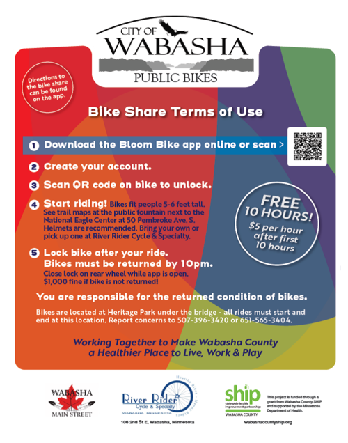 Bike share program sign.