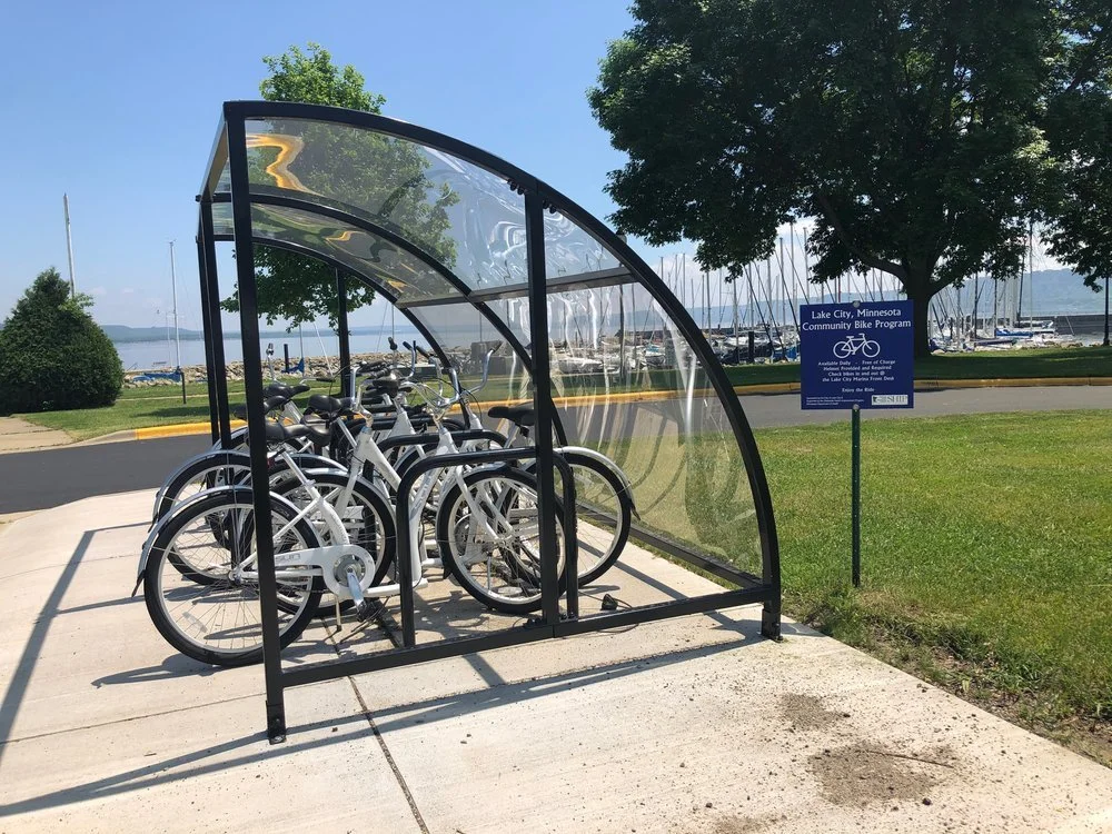 Lake City Public Bikes inside it's shelter.