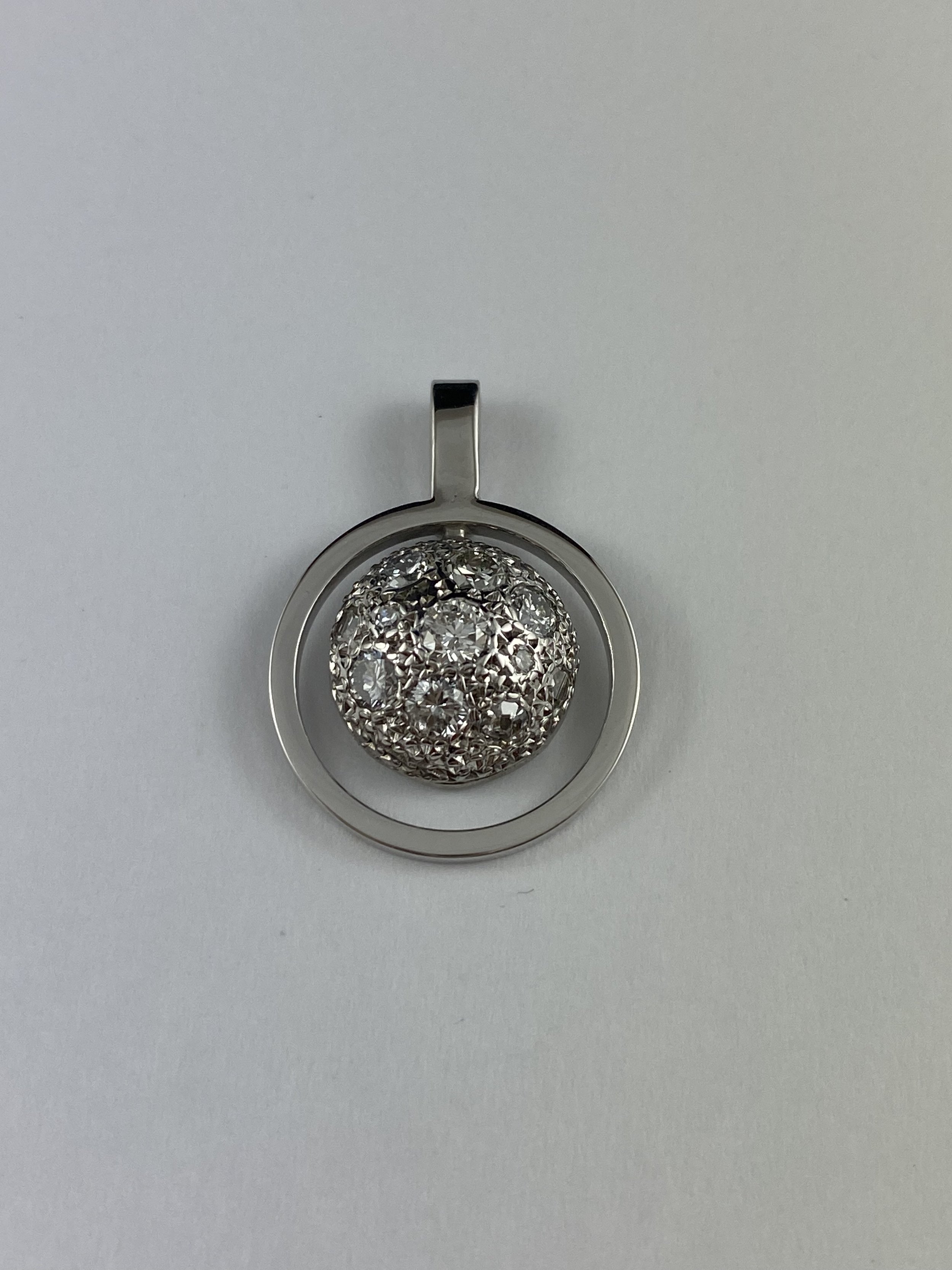 19K White Gold Diamond Pave Pendant