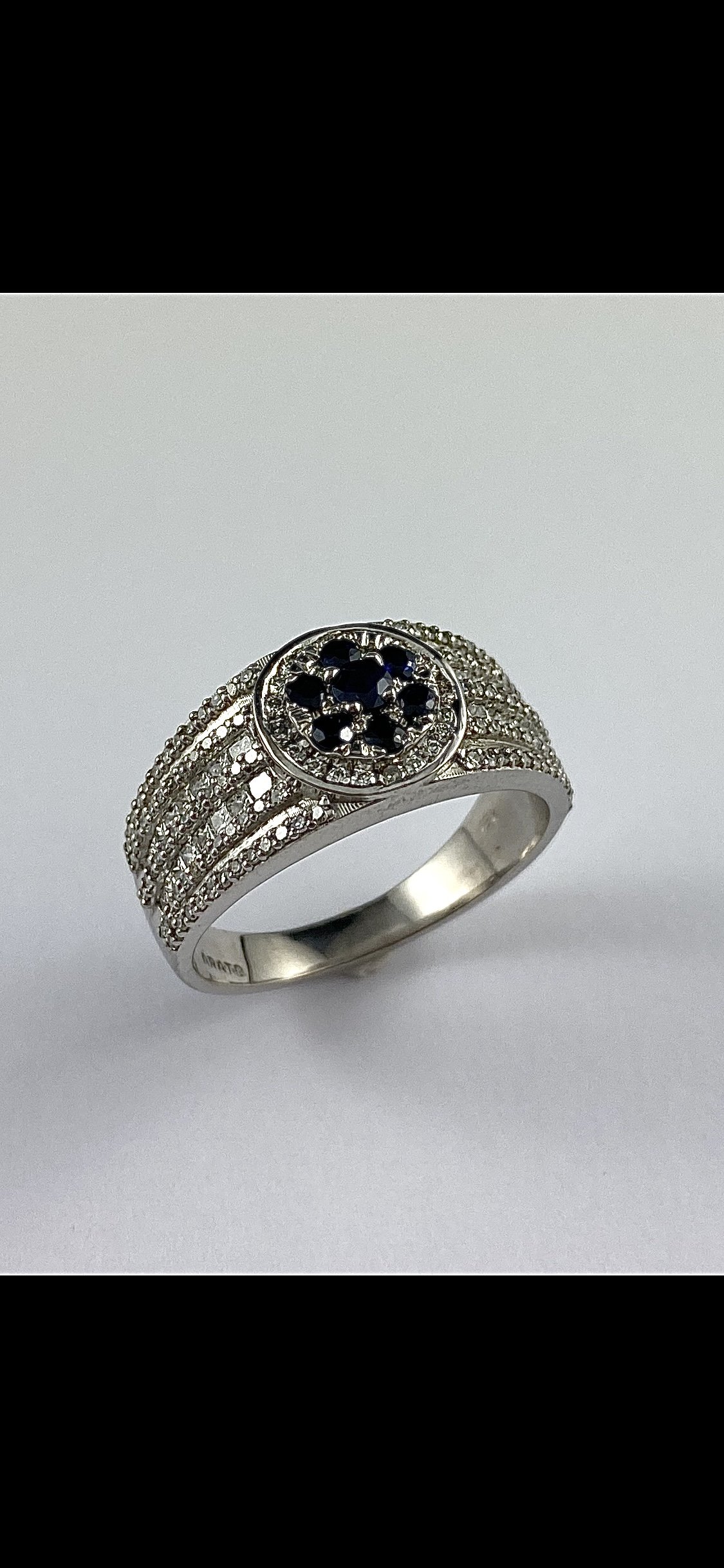 19K White Gold Sapphire and Diamond Band