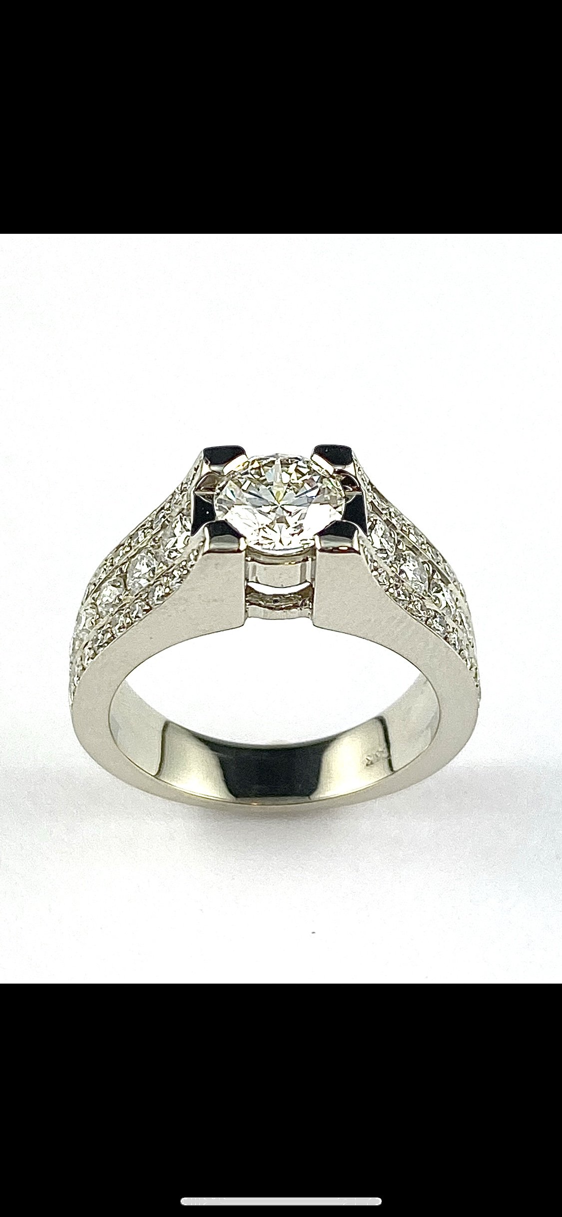 Custom Made 19K White Gold Diamond Ring