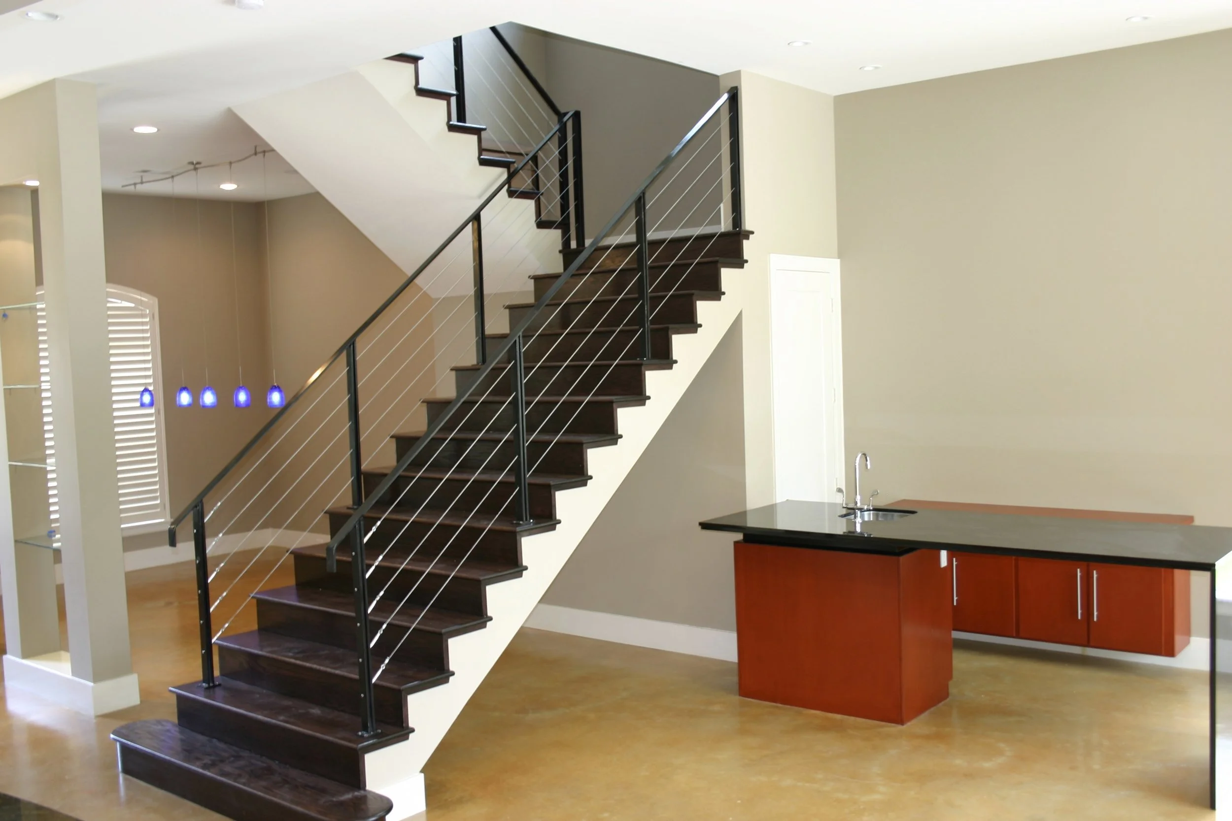 Steel and cable stair railing