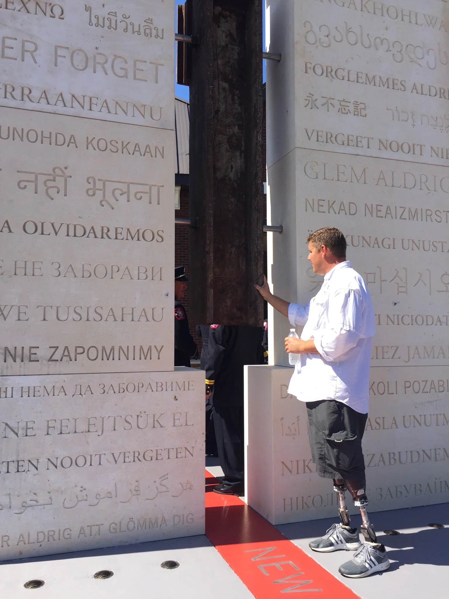 Installation of Never Forget 911 Monument installation - Cornelius