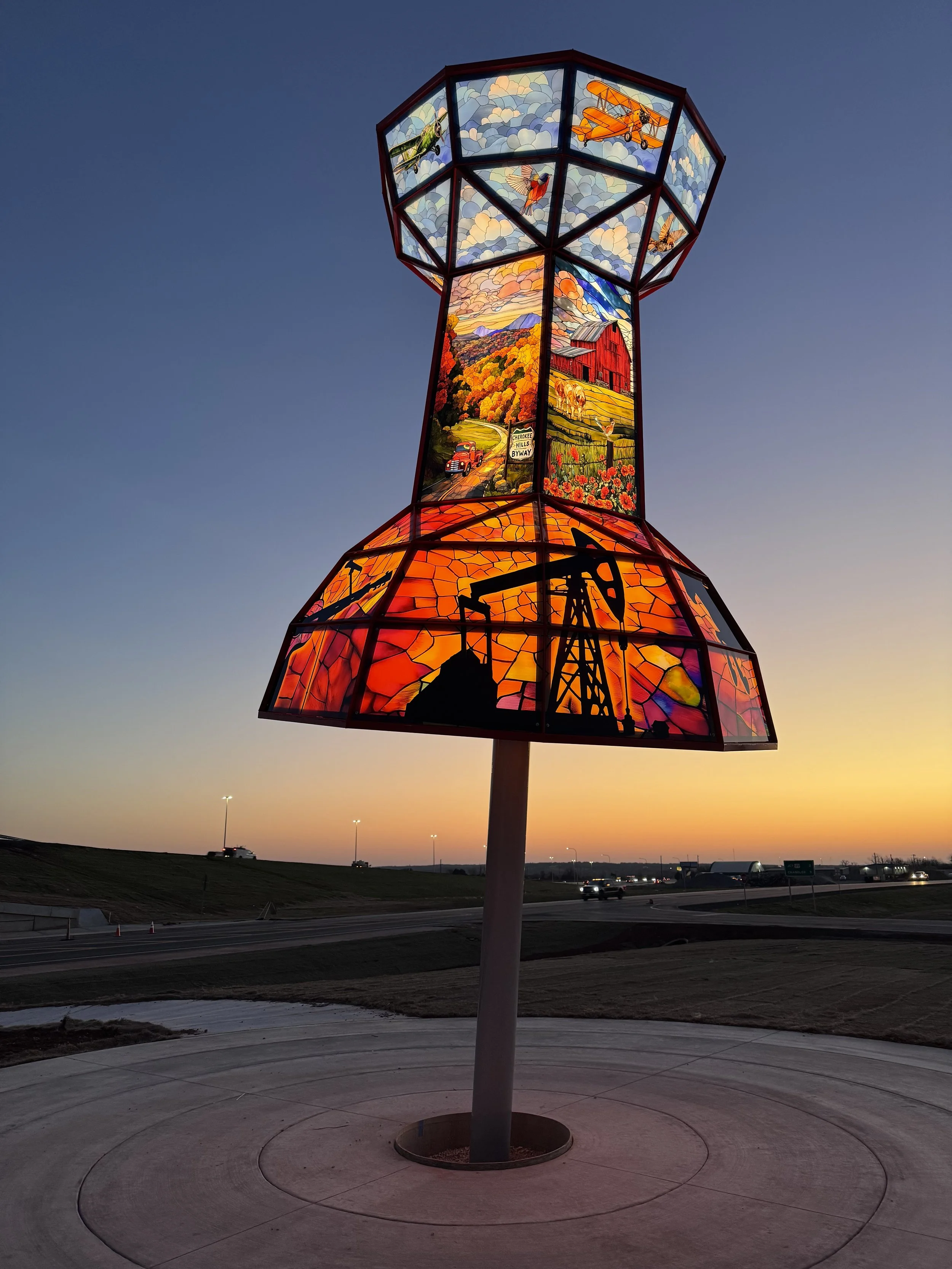 Installation of Creative Machine -  Route 66 PUSHPIN in Wellston, Oklahoma