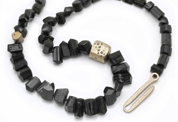  So Necklace, black tourmaline, black diamonds, bronze, 2013