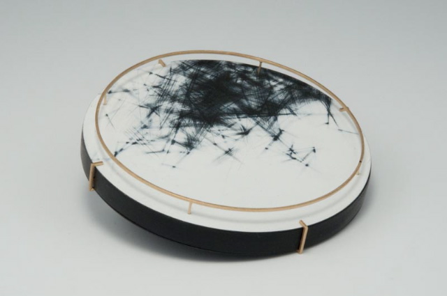 above brooch: Lookout, steel, wood, 18k gold