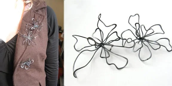 above: Floral Scatterpin, oxidized silver