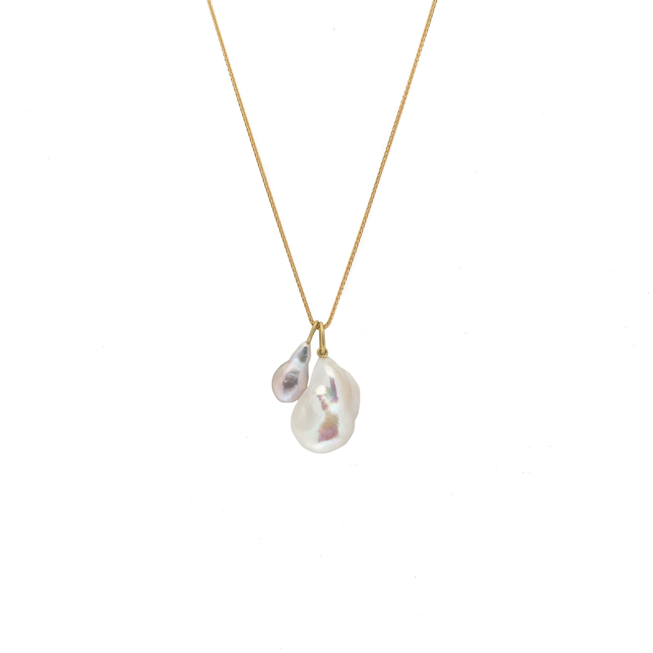 White Baroque Pearl Pendant with 18k Gold Bail