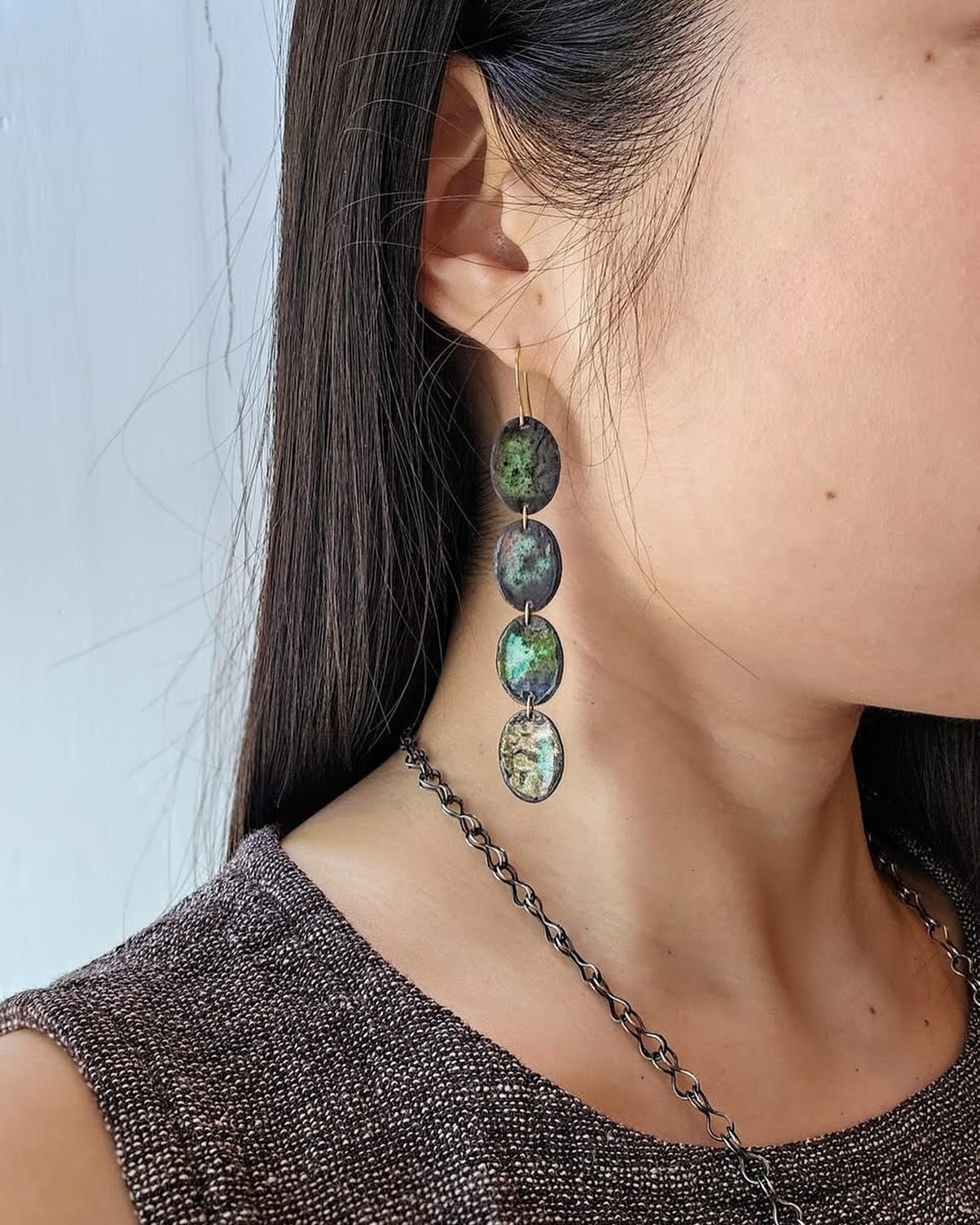 These 4-Tier Corrosion Enamel Earrings by Maya Kini found a home at our artist meet &amp; greet... luckily we can often request pieces to be remade, directly from our artists! 

Come by 1816 Fourth Street to discuss a special order with one of our ga
