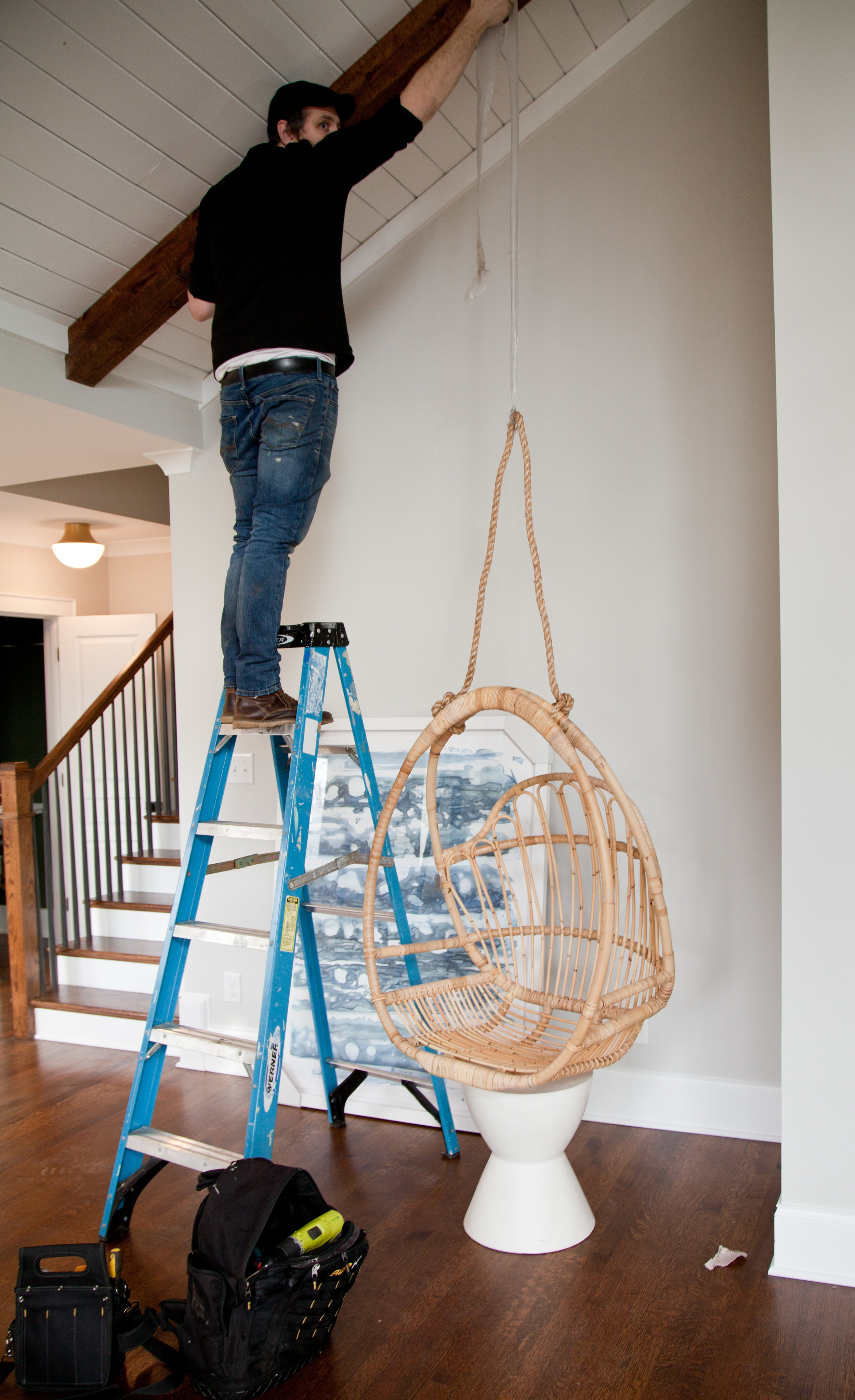Hanging Chair Tutorial House Of Nomad, How To Hang Chair From Ceiling Without Drilling