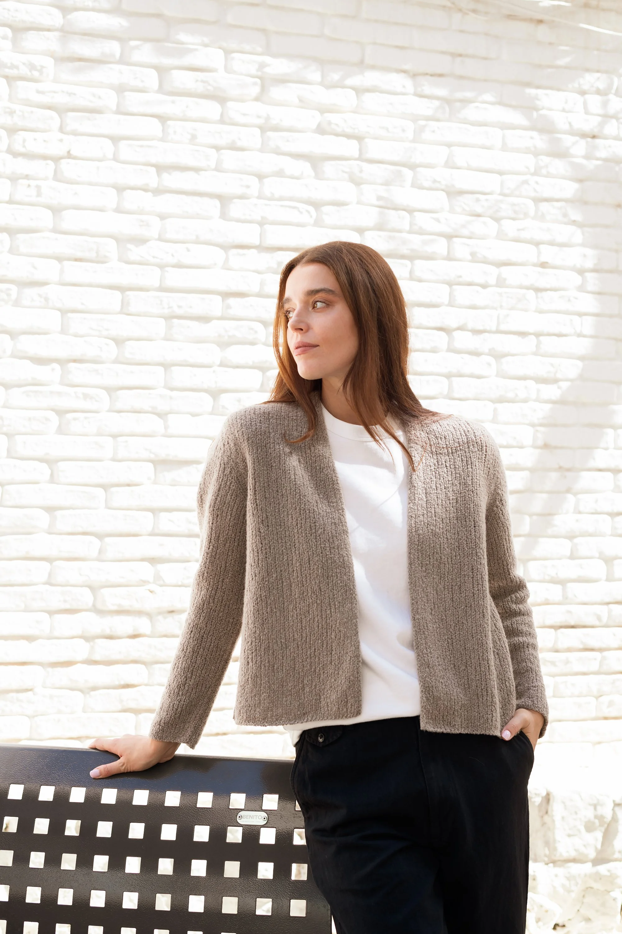 Bailey merino wool boucle cardigan designed by Julie Hoover
