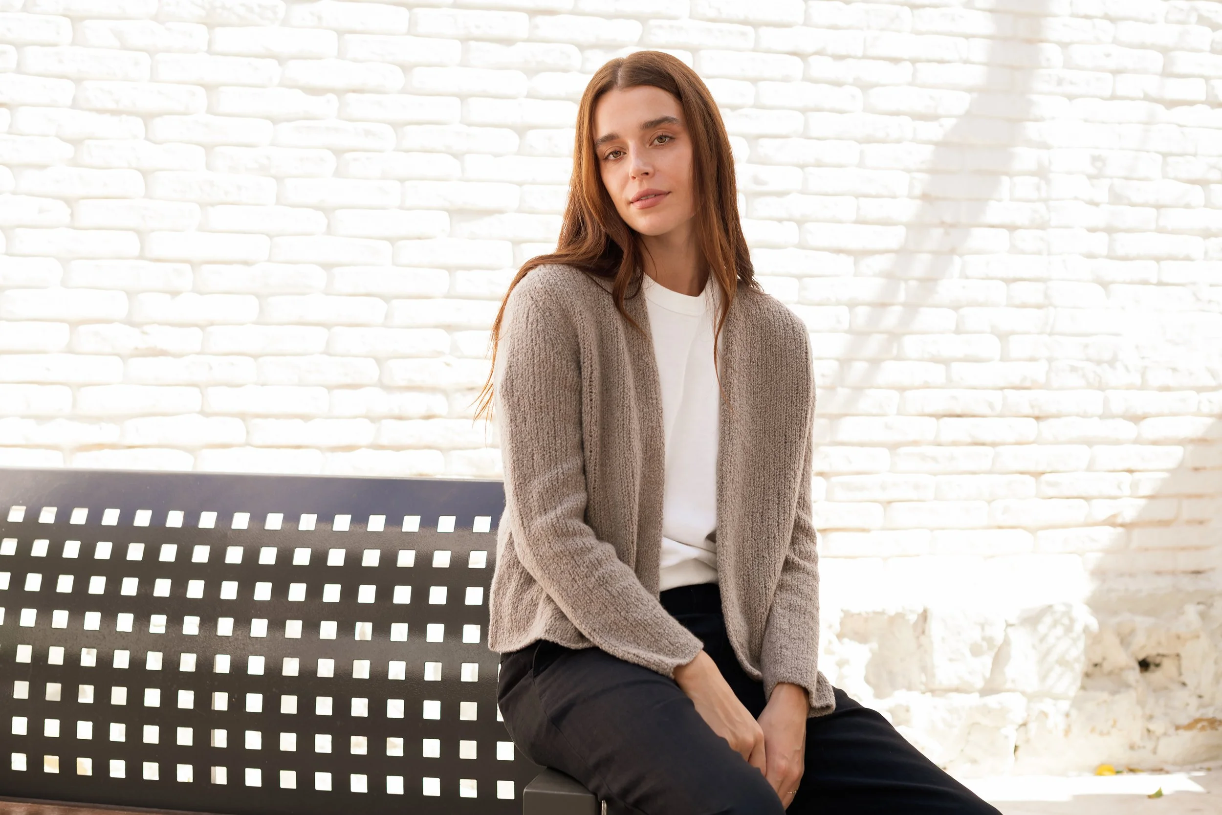 Bailey merino wool boucle cardigan designed by Julie Hoover