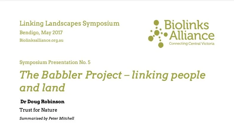 The Babbler Project - linking people and land. Dr Doug Robinson