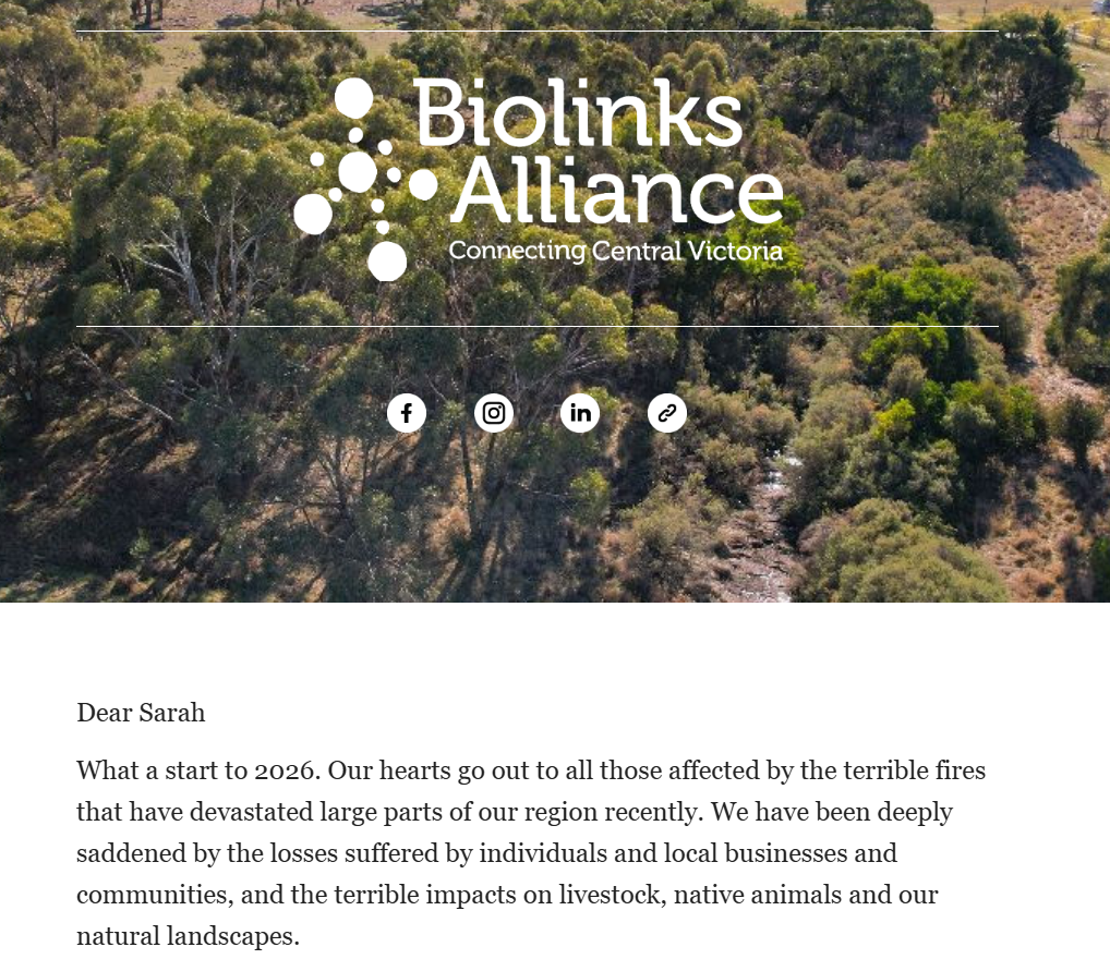 biolinks summer newsletter showing a drone shot of Deep Creek