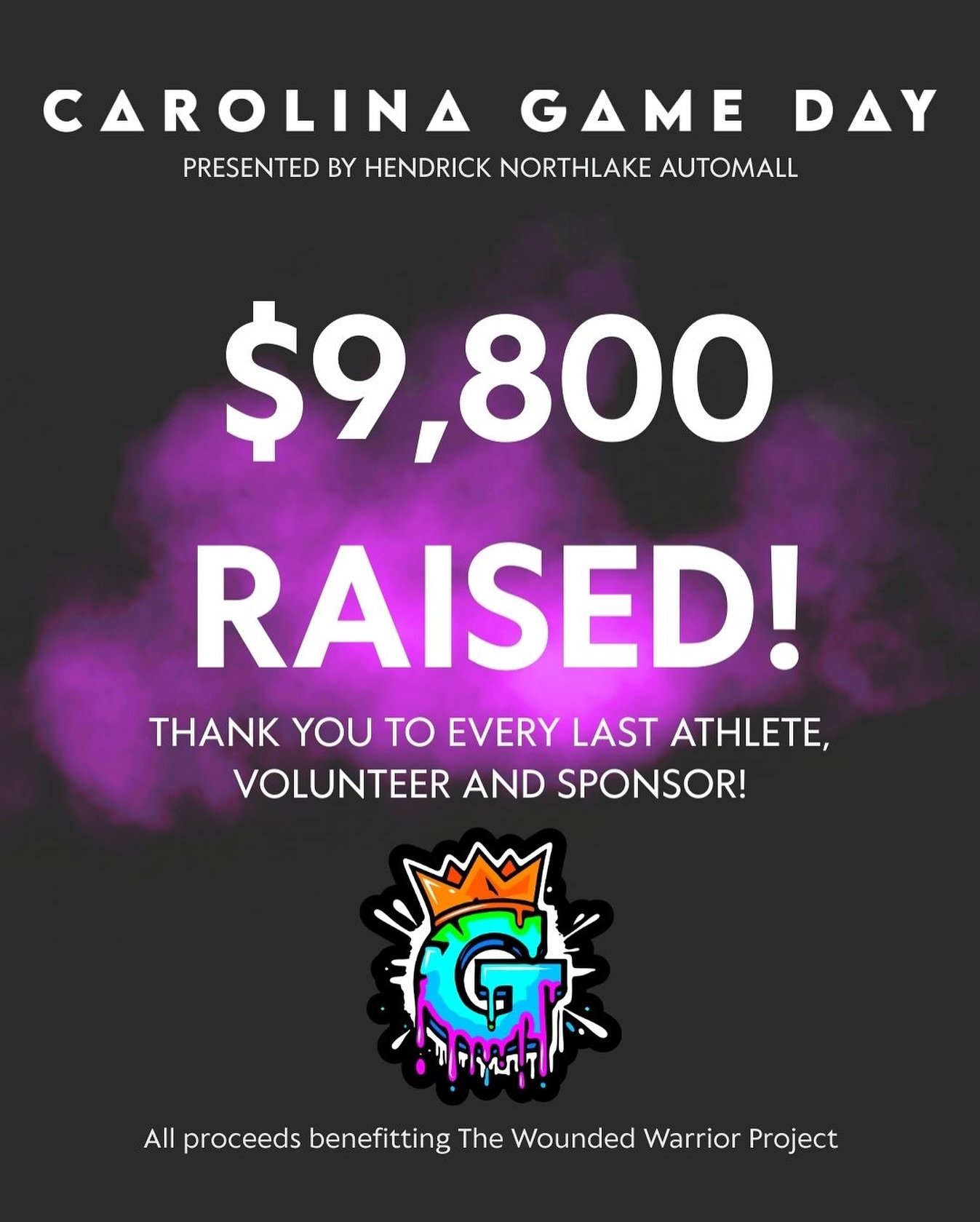 Wow! What a year! You guys SHOWED UP this year! 🖤

The 2025 Carolina Game Day donation to The Wounded Warrior Project comes to a total of $9,800 and would not have been possible without every single one of you! 🙌🏻

From our community workouts, to 