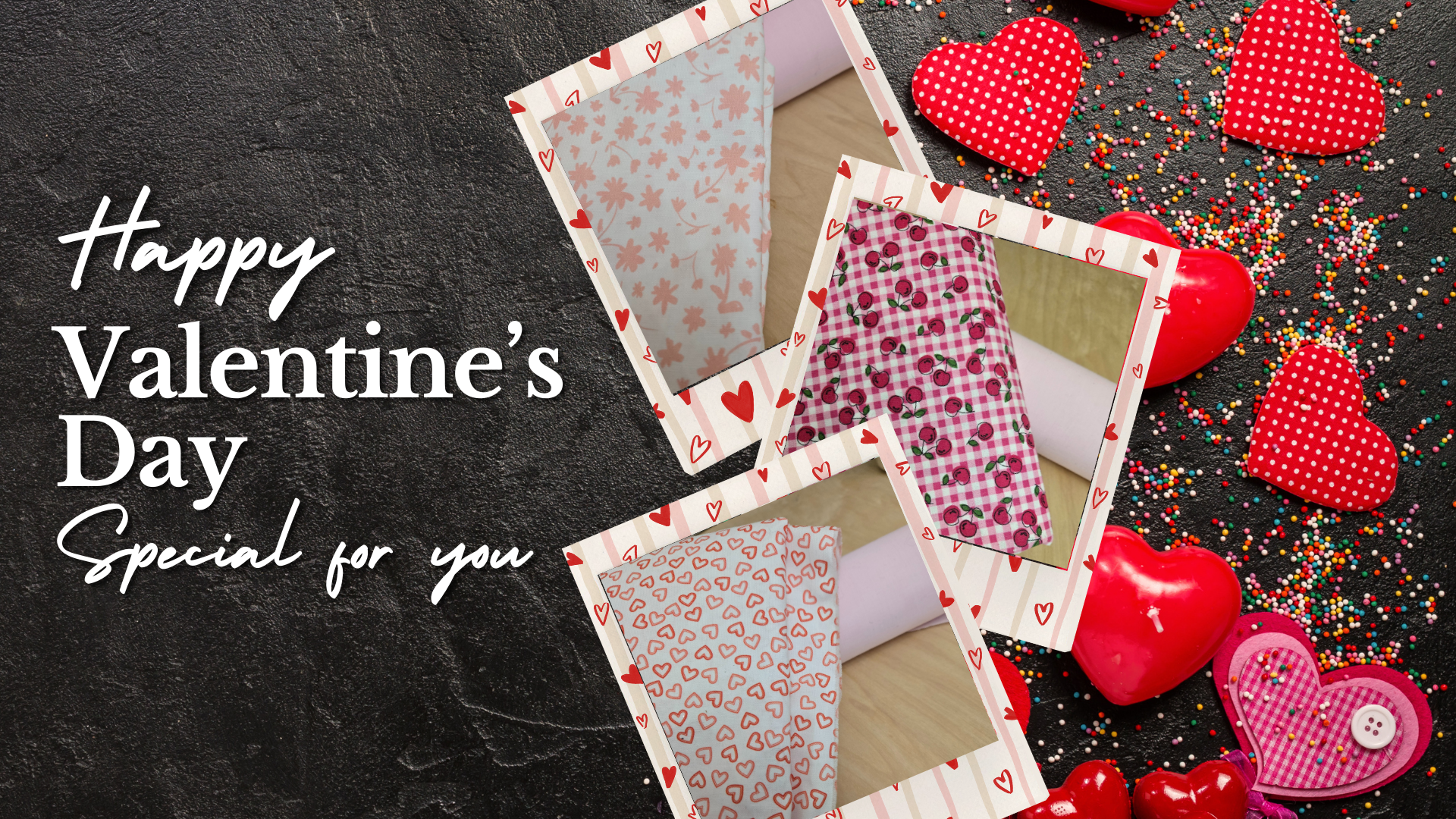 Teasing the new fabrics for the Valentine's day make up bags