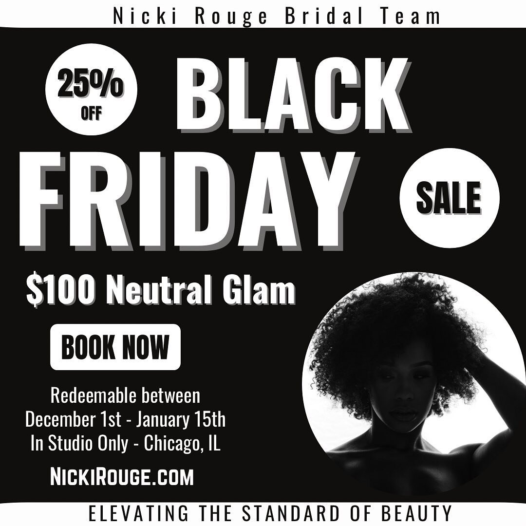 Happy Thanksgiving 🦃🍁 Everyone! 
Eat those good low vibrational plates today! Also, don&rsquo;t forget to take advantage of our NRBT Black Friday Sale. Book your appointments before this deal expires! Link in Bio to book! 

#NickiRougeBridalTeam #n