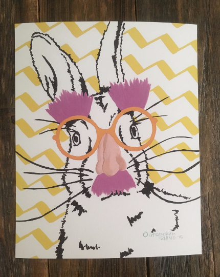 Outspoken Rhino Groucho Marx comedian rabbit painting