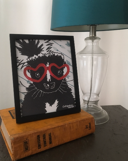 Outspoken Rhino Pepe Le Pew heart glasses love skunk print