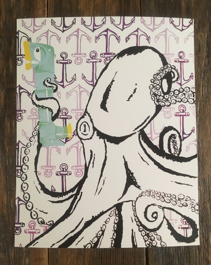 Outspoken Rhino Perry the periscope octopus anchors painting