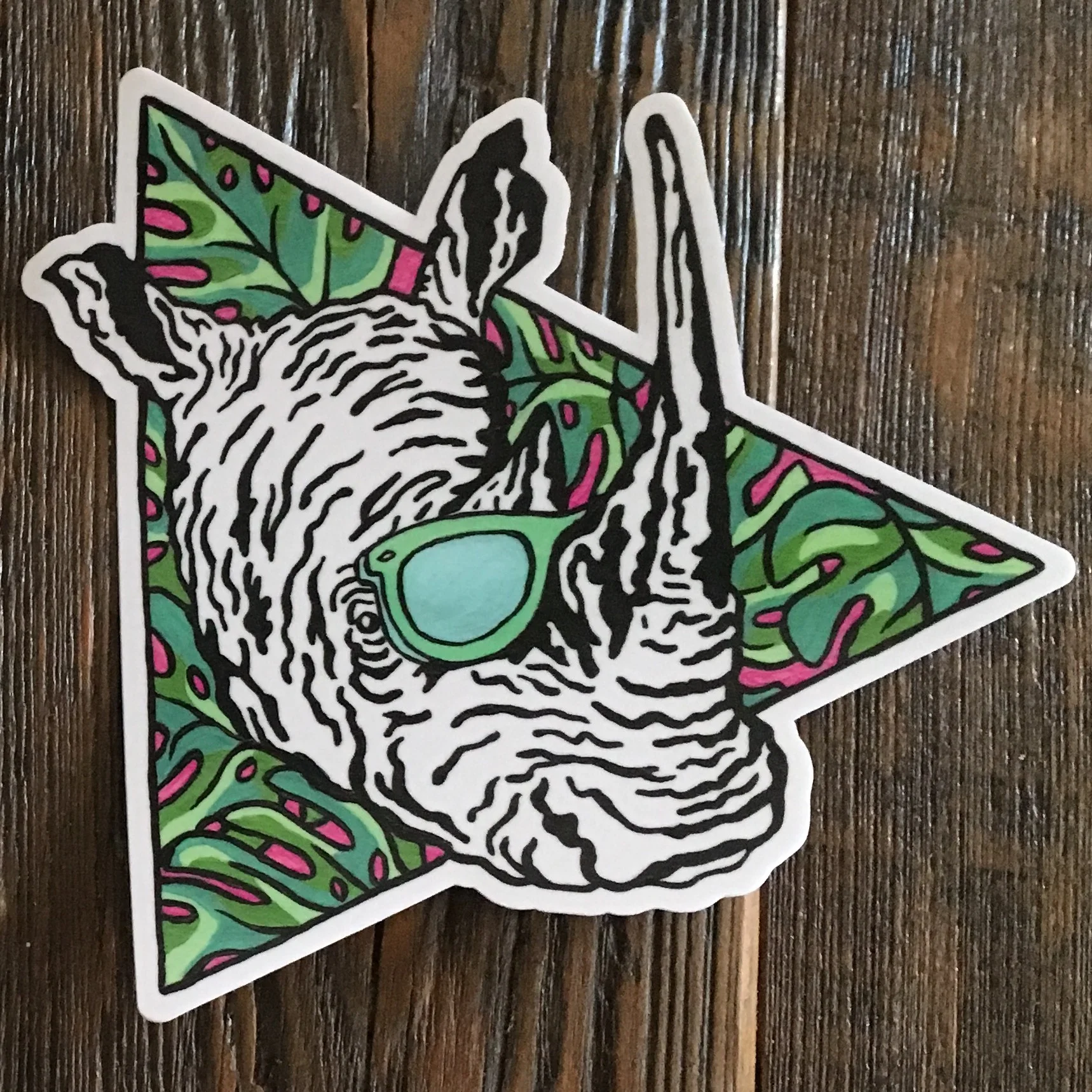 Outspoken Rhino sticker geometric monstera leaf sunglasses rhino