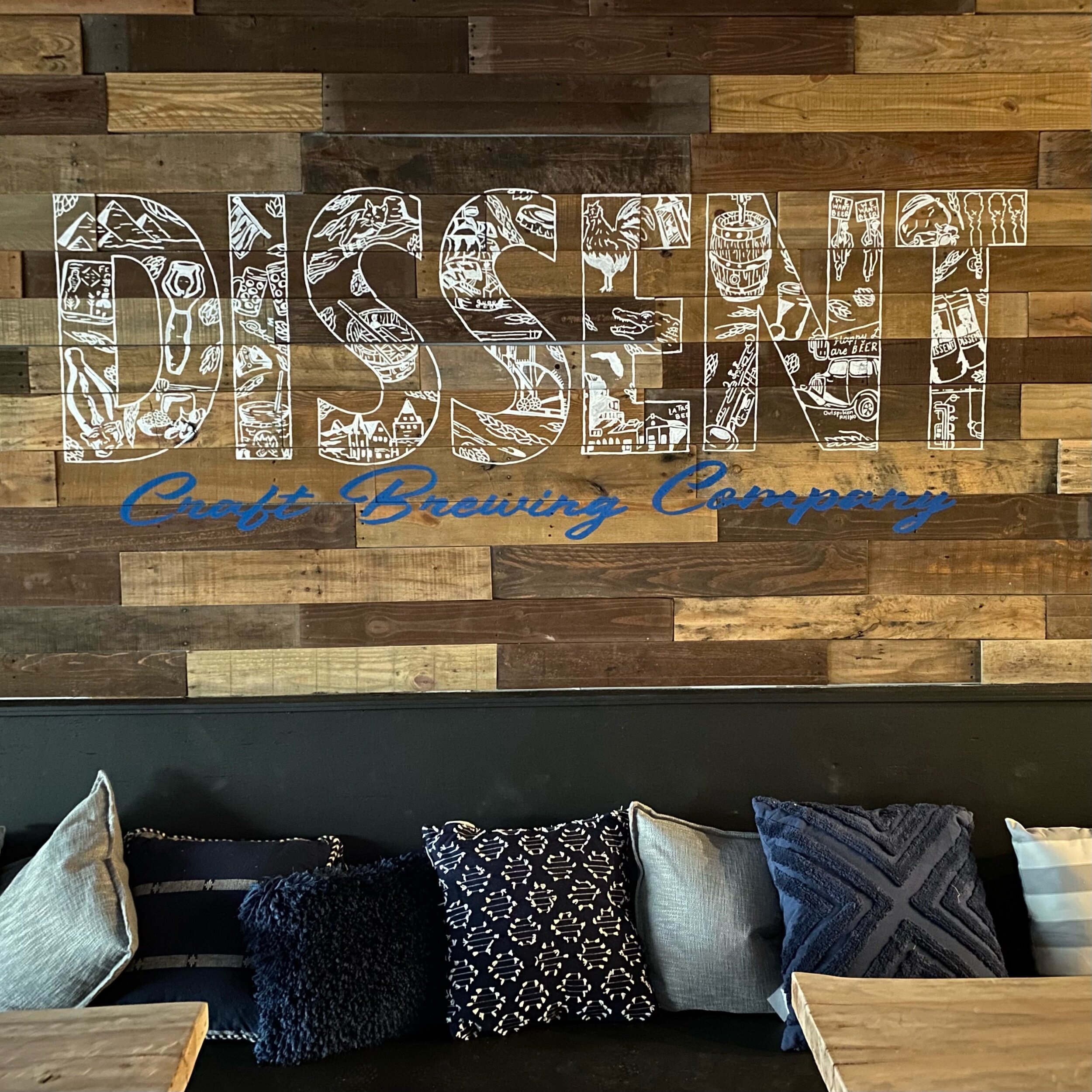 Dissent Craft Brewing Company wood mural