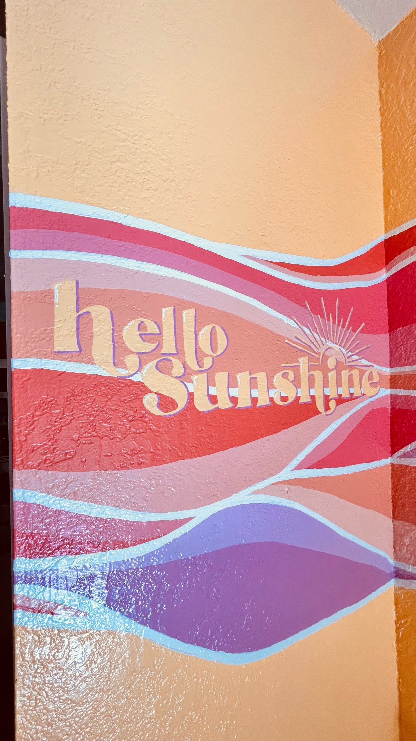 Hello Sunshine abstract typography mural