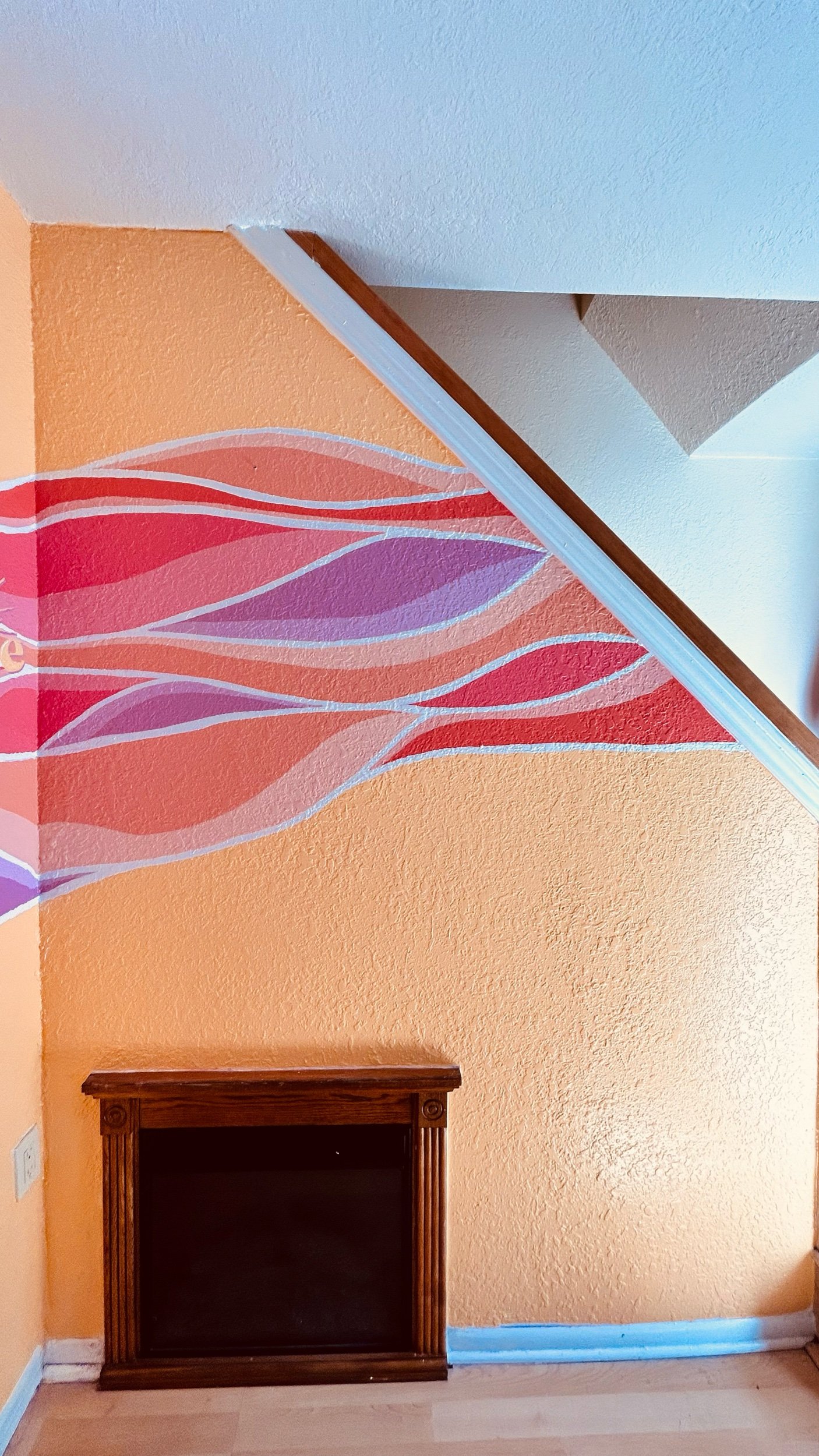 Mango tango with abstract waves mural