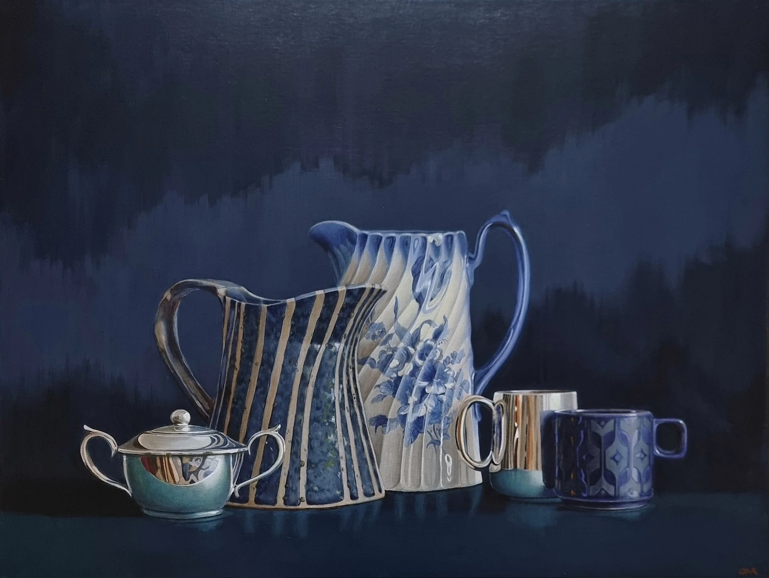 Stripe Jug with Silver, 60cm x 80cm, sold